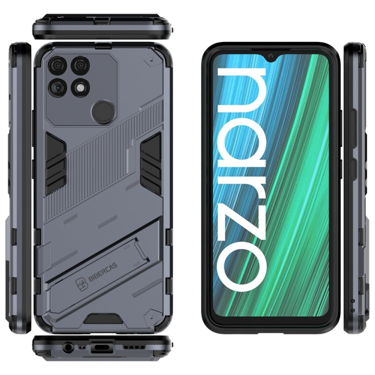 For OPPO Realme Narzo 50A Punk Armor 2 in 1 PC + TPU Shockproof Phone Case with Invisible Holder