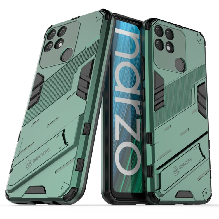 For OPPO Realme Narzo 50A Punk Armor 2 in 1 PC + TPU Shockproof Phone Case with Invisible Holder