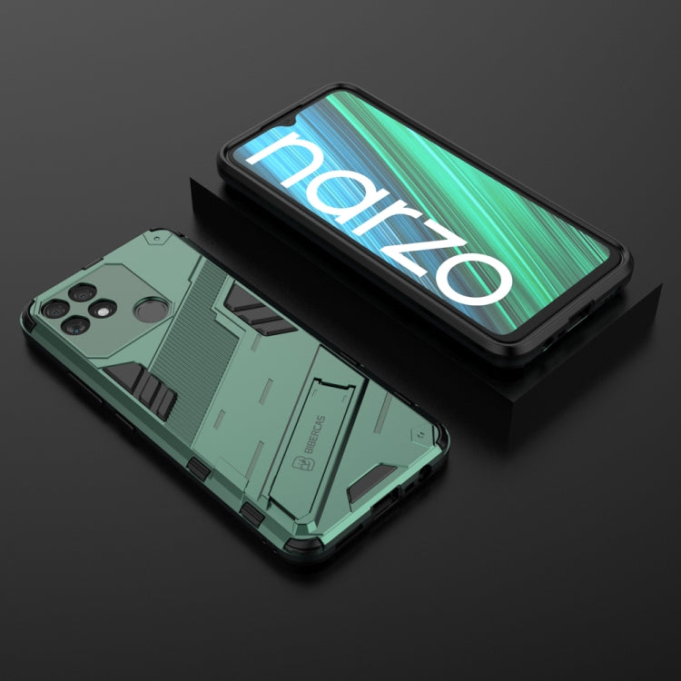 For OPPO Realme Narzo 50A Punk Armor 2 in 1 PC + TPU Shockproof Phone Case with Invisible Holder