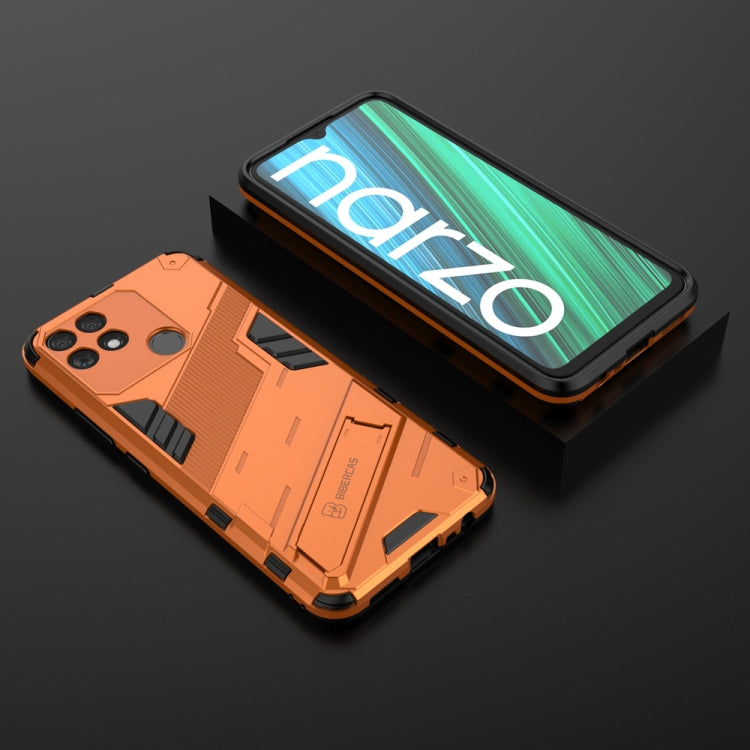 For OPPO Realme Narzo 50A Punk Armor 2 in 1 PC + TPU Shockproof Phone Case with Invisible Holder