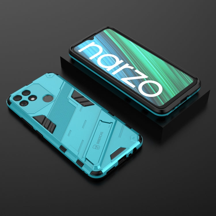 For OPPO Realme Narzo 50A Punk Armor 2 in 1 PC + TPU Shockproof Phone Case with Invisible Holder