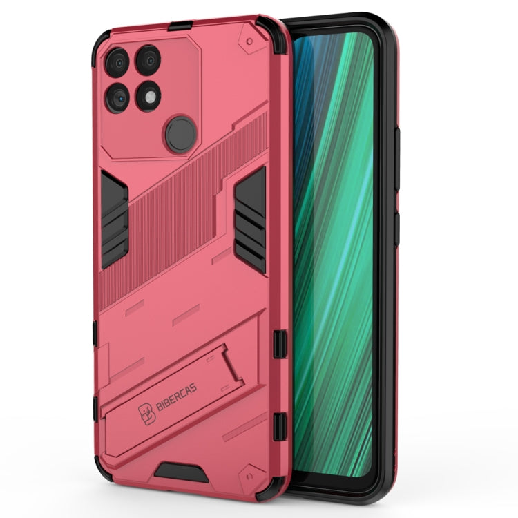 For OPPO Realme Narzo 50A Punk Armor 2 in 1 PC + TPU Shockproof Phone Case with Invisible Holder