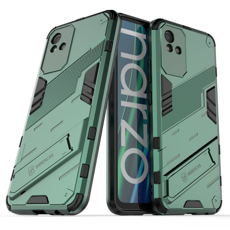For OPPO Realme Narzo 50i Punk Armor 2 in 1 PC + TPU Shockproof Phone Case with Invisible Holder