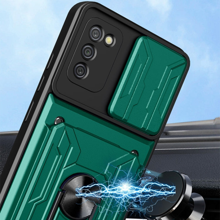 For Samsung Galaxy A02s EU Version Camera Cover Phone Case with Card Slot & Holder