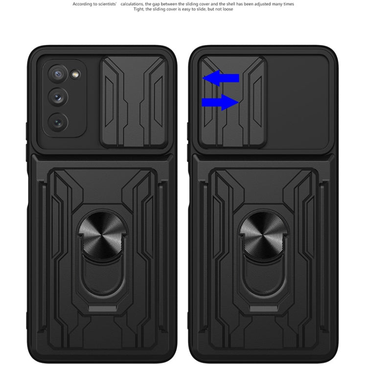 For Samsung Galaxy S20 FE Camera Cover Phone Case with Card Slot & Holder