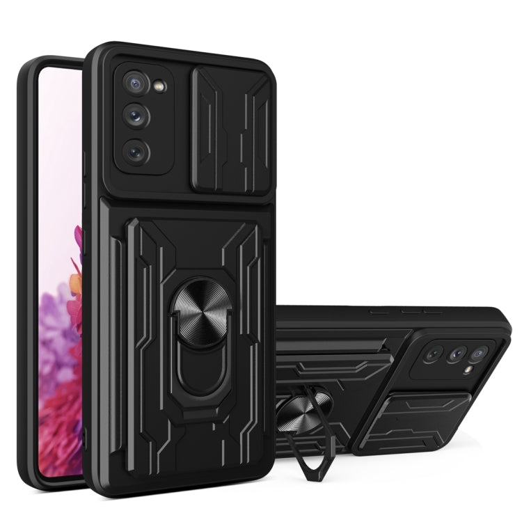 For Samsung Galaxy S20 FE Camera Cover Phone Case with Card Slot & Holder