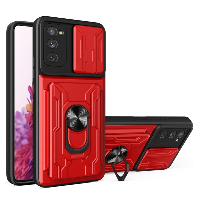 For Samsung Galaxy S20 FE Camera Cover Phone Case with Card Slot & Holder