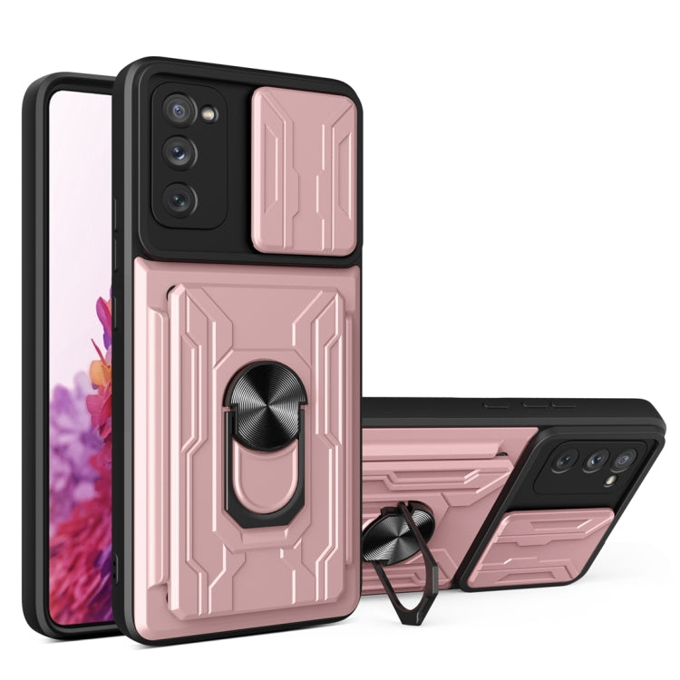 For Samsung Galaxy S20 FE Camera Cover Phone Case with Card Slot & Holder