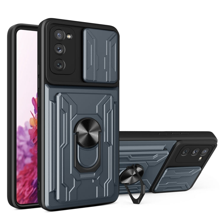 For Samsung Galaxy S20 FE Camera Cover Phone Case with Card Slot & Holder