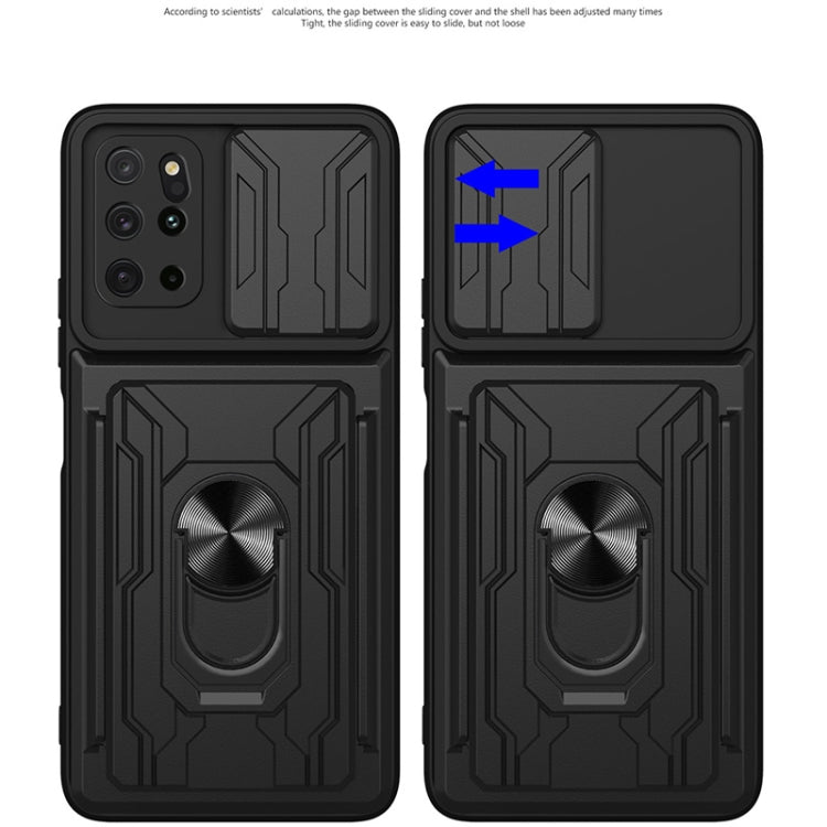 For Samsung Galaxy S20+ Camera Cover Phone Case with Card Slot & Holder