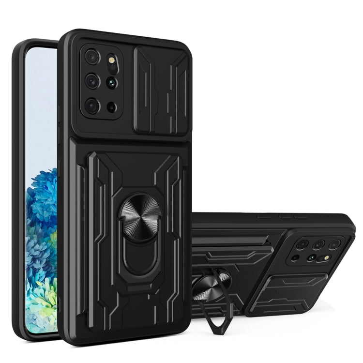 For Samsung Galaxy S20+ Camera Cover Phone Case with Card Slot & Holder