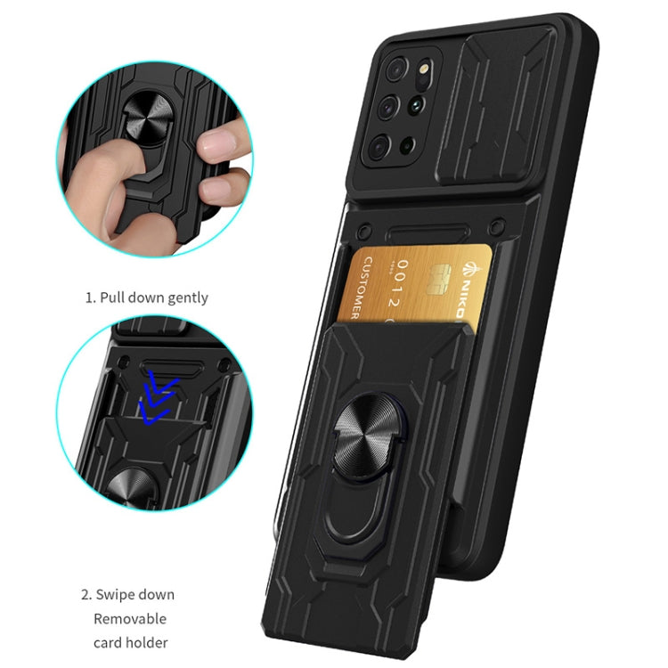 For Samsung Galaxy S20+ Camera Cover Phone Case with Card Slot & Holder