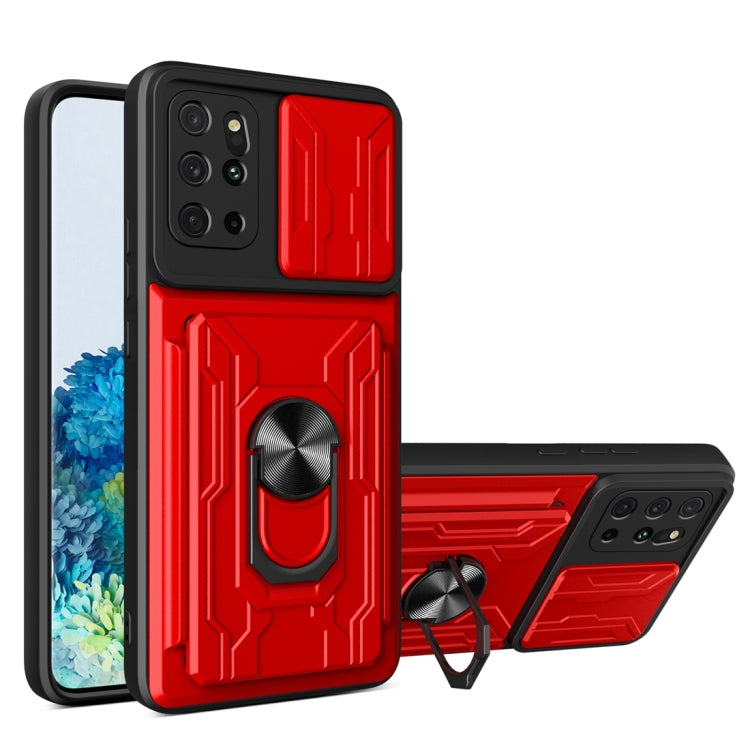 For Samsung Galaxy S20+ Camera Cover Phone Case with Card Slot & Holder