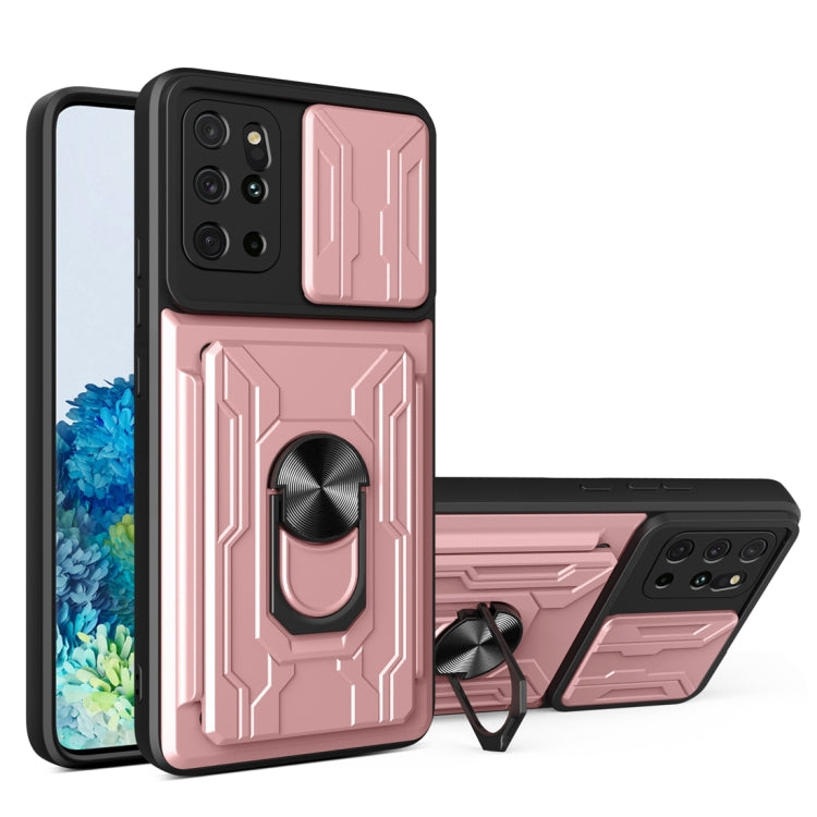 For Samsung Galaxy S20+ Camera Cover Phone Case with Card Slot & Holder