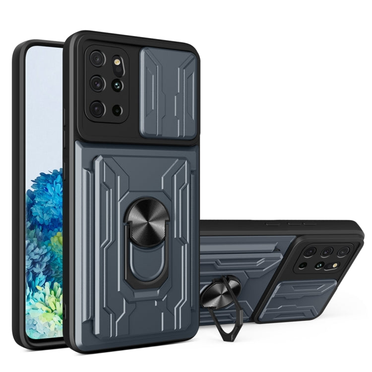 For Samsung Galaxy S20+ Camera Cover Phone Case with Card Slot & Holder