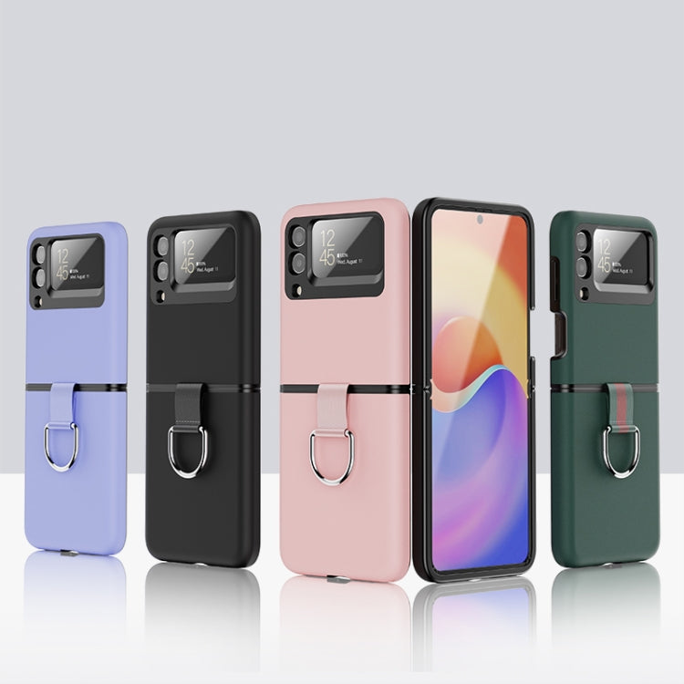 For Samsung Galaxy Z Flip3 5G Silicone + PC  Ring Phone Case