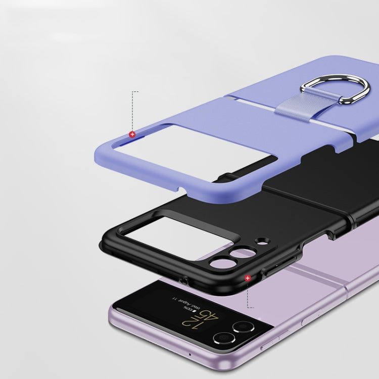 For Samsung Galaxy Z Flip3 5G Silicone + PC  Ring Phone Case