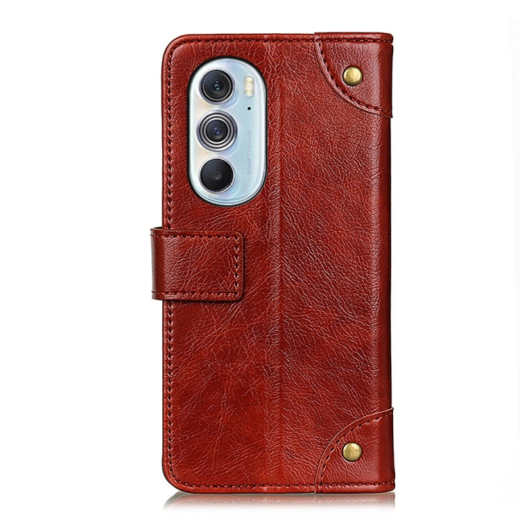 For Motorola Edge X30 Copper Buckle Nappa Texture Horizontal Flip Leather Phone Case