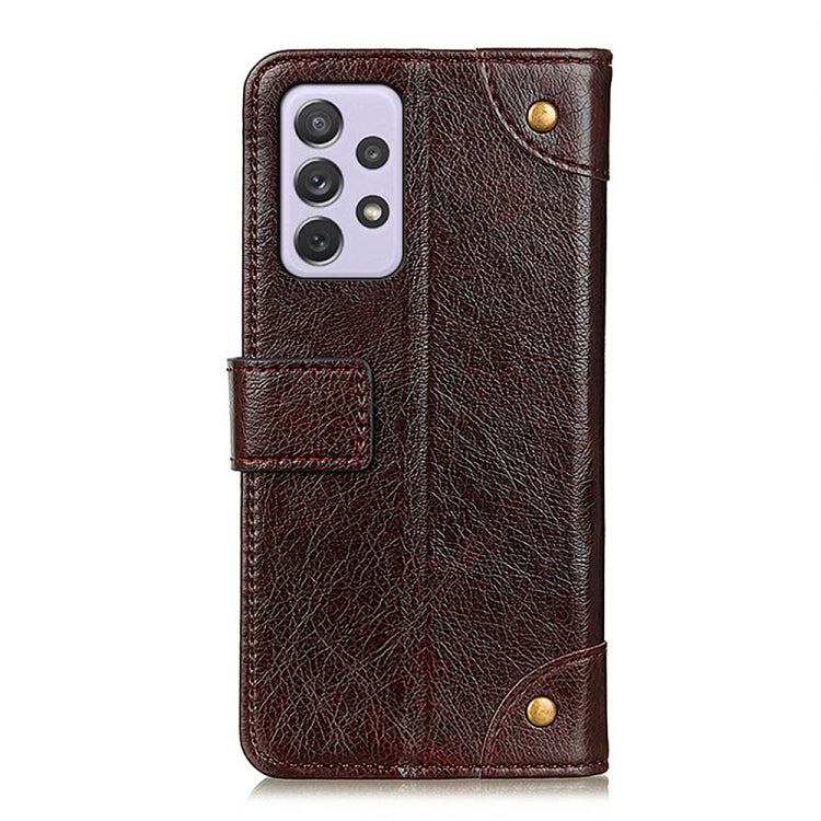 For Samsung Galaxy A73 5G Copper Buckle Nappa Texture Horizontal Flip Leather Phone Case
