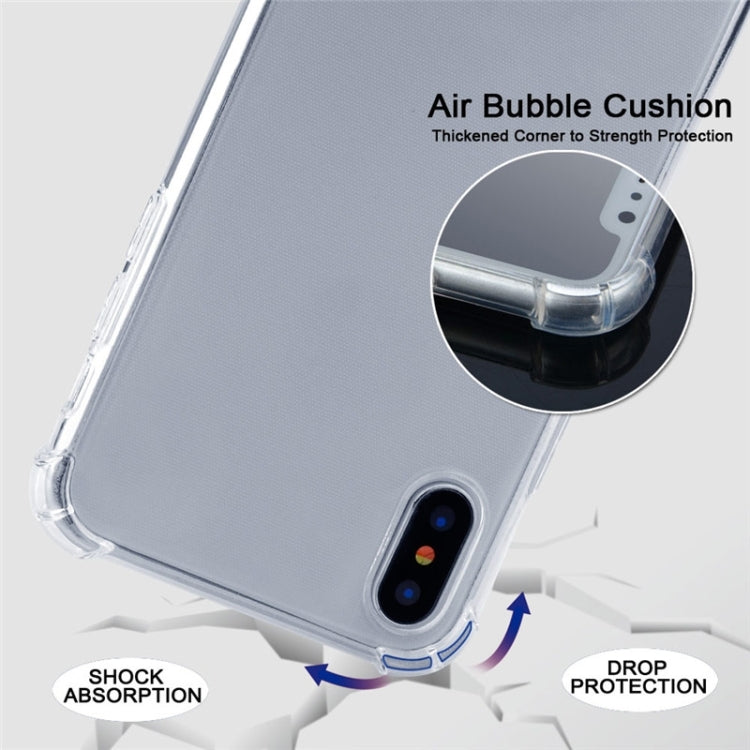 For iPhone 11 Pro Max Four-Corner Anti-Fall Transparent TPU Mobile Phone Case With Lanyard(Rainbow)
