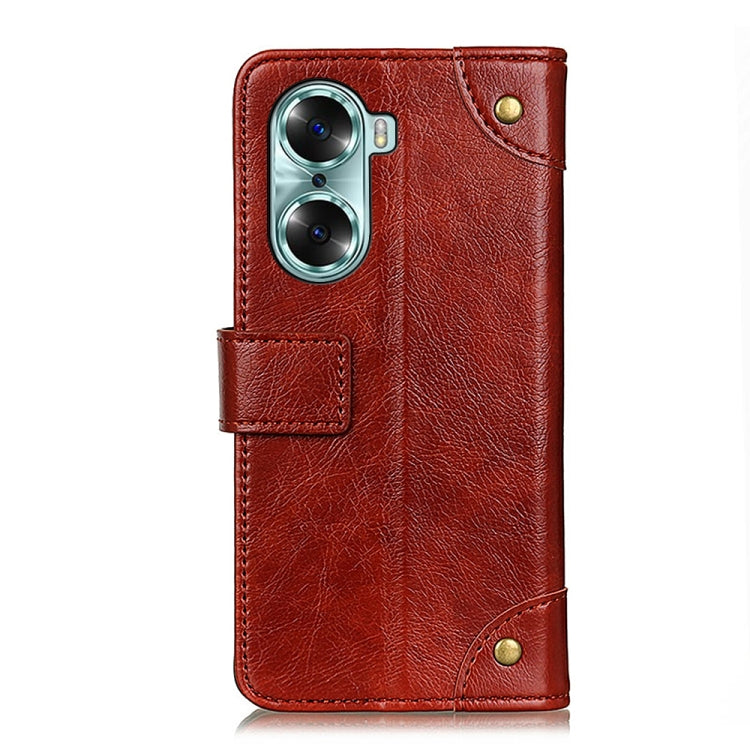 For Huawei Honor 60 Copper Buckle Nappa Texture Horizontal Flip Leather Phone Case