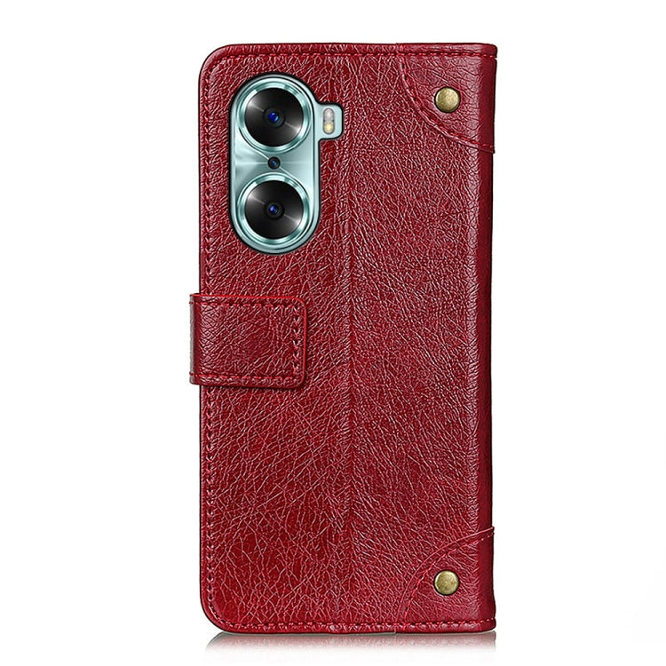 For Huawei Honor 60 Copper Buckle Nappa Texture Horizontal Flip Leather Phone Case