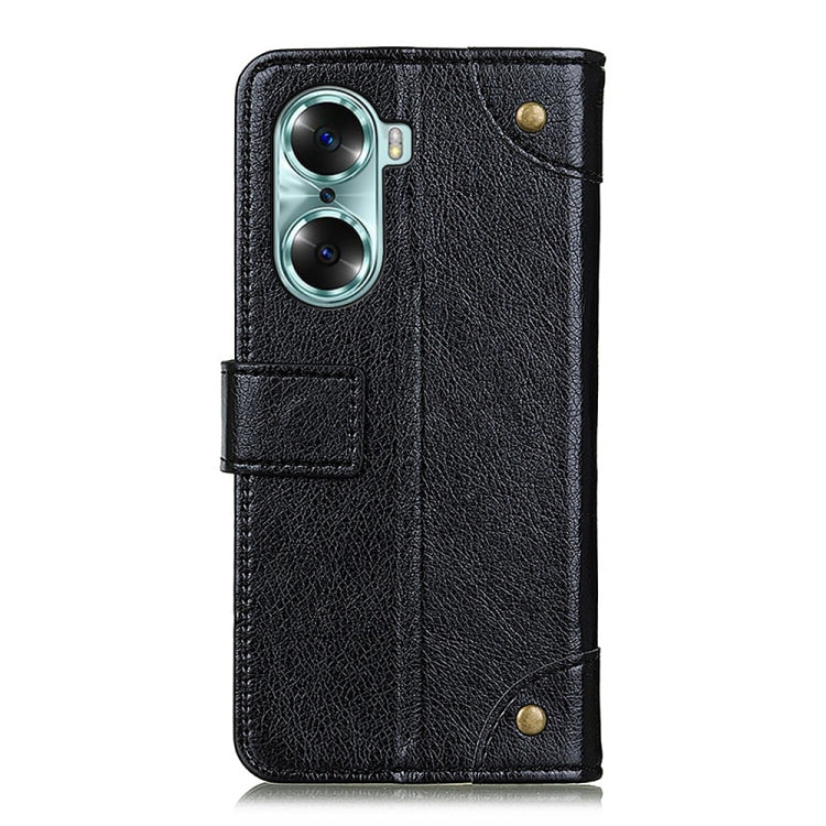 For Huawei Honor 60 Copper Buckle Nappa Texture Horizontal Flip Leather Phone Case