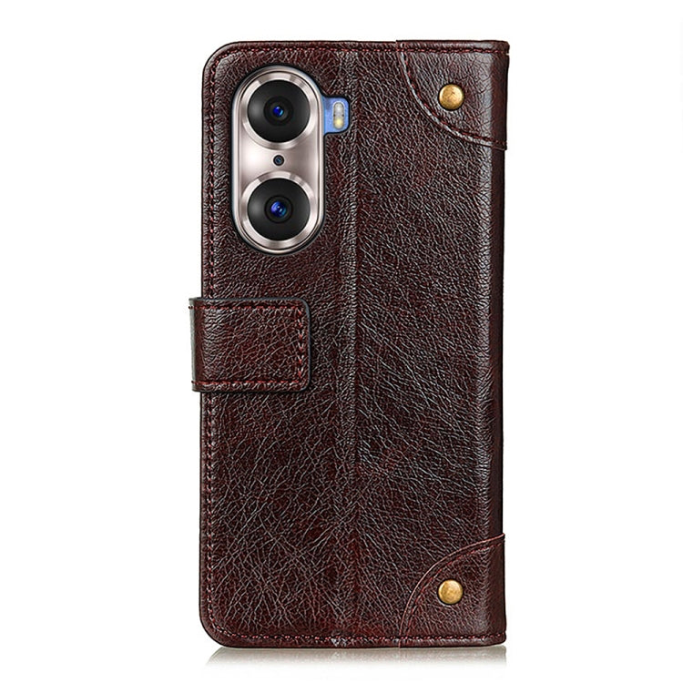 For Huawei Honor 60 Pro Copper Buckle Nappa Texture Horizontal Flip Leather Phone Case