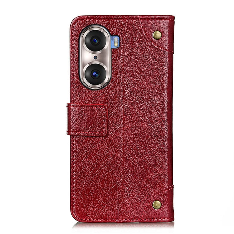 For Huawei Honor 60 Pro Copper Buckle Nappa Texture Horizontal Flip Leather Phone Case