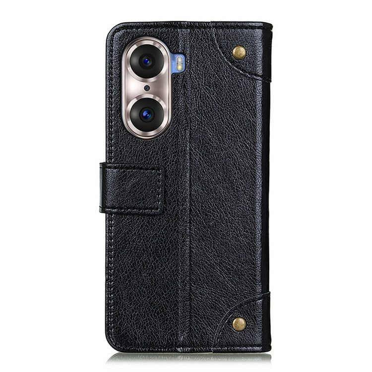 For Huawei Honor 60 Pro Copper Buckle Nappa Texture Horizontal Flip Leather Phone Case