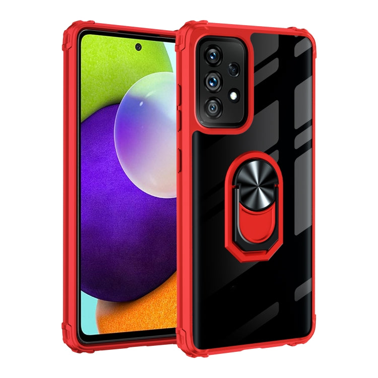 For Samsung Galaxy A73 5G Ring Holder Transparent TPU + Acrylic Case