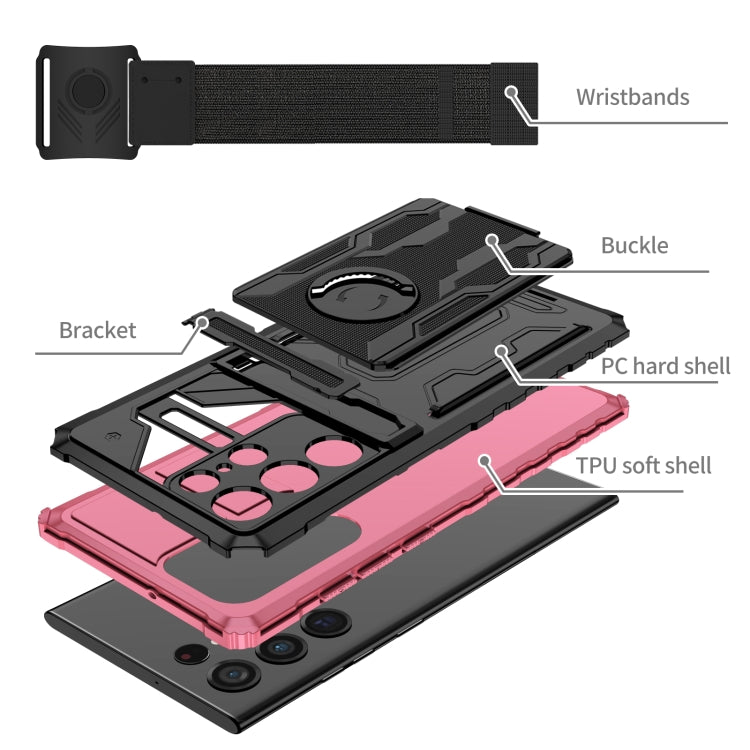 For Samsung Galaxy S22 Ultra 5G Armor Wristband Phone Case