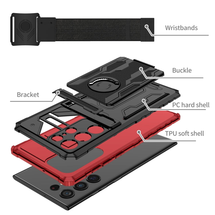 For Samsung Galaxy S22 Ultra 5G Armor Wristband Phone Case