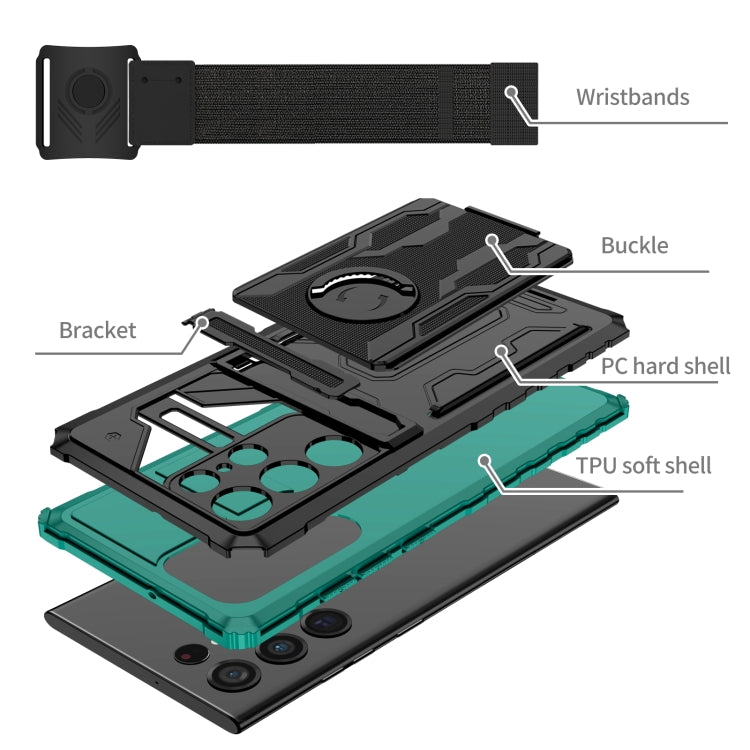 For Samsung Galaxy S22 Ultra 5G Armor Wristband Phone Case