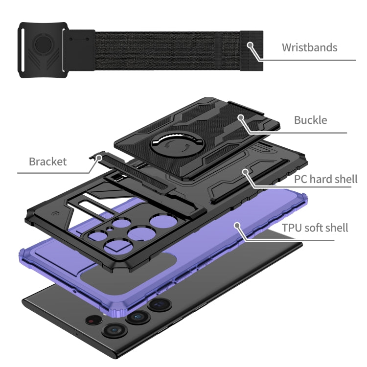 For Samsung Galaxy S22 Ultra 5G Armor Wristband Phone Case