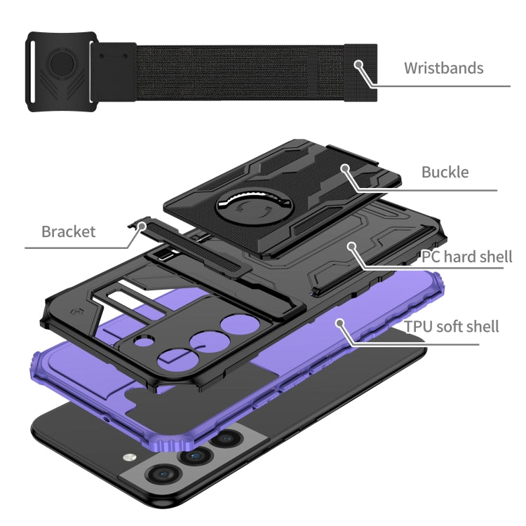 For Samsung Galaxy S22+ 5G Armor Wristband Phone Case