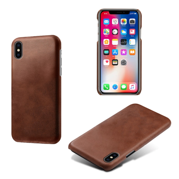 For iPhone X / XS Calf Texture PC + PU Phone Case