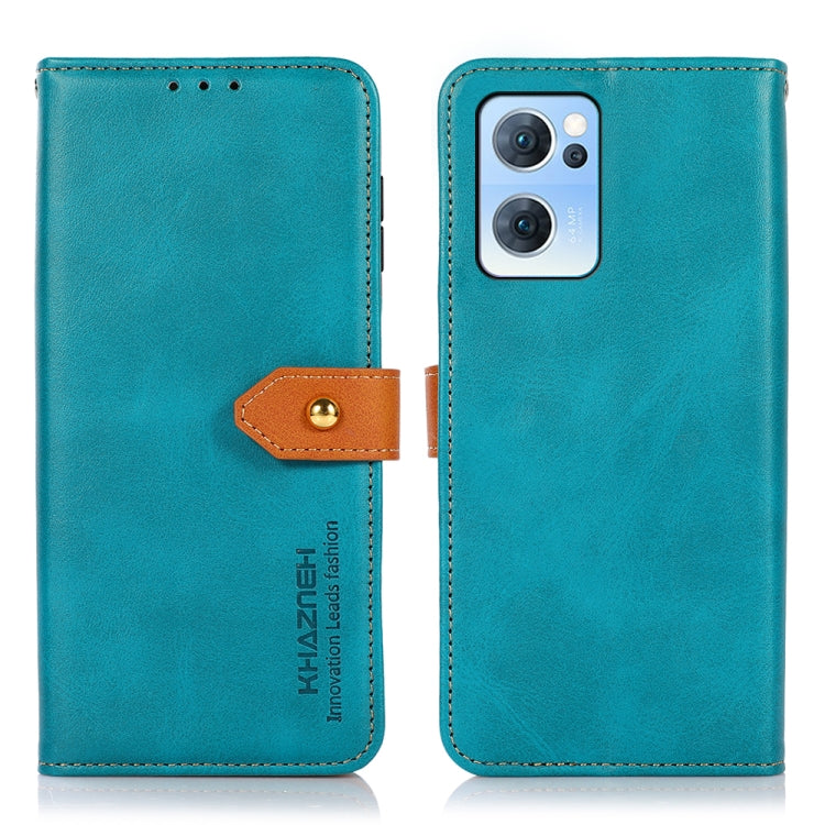 For OPPO Reno7 5G KHAZNEH Dual-color Cowhide Texture Horizontal Flip Leather Phone Case
