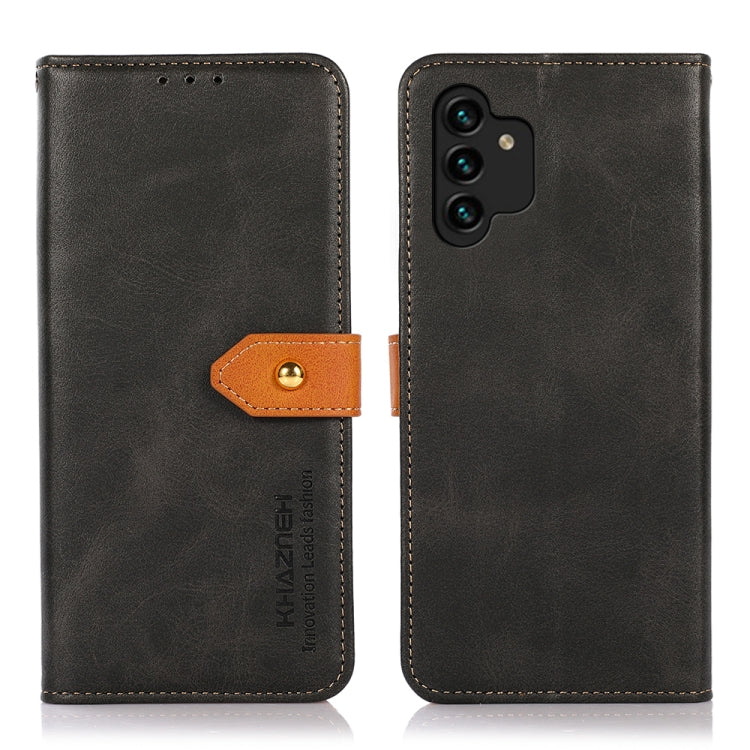 For Samsung Galaxy A13 4G KHAZNEH Dual-color Cowhide Texture Horizontal Flip Leather Phone Case