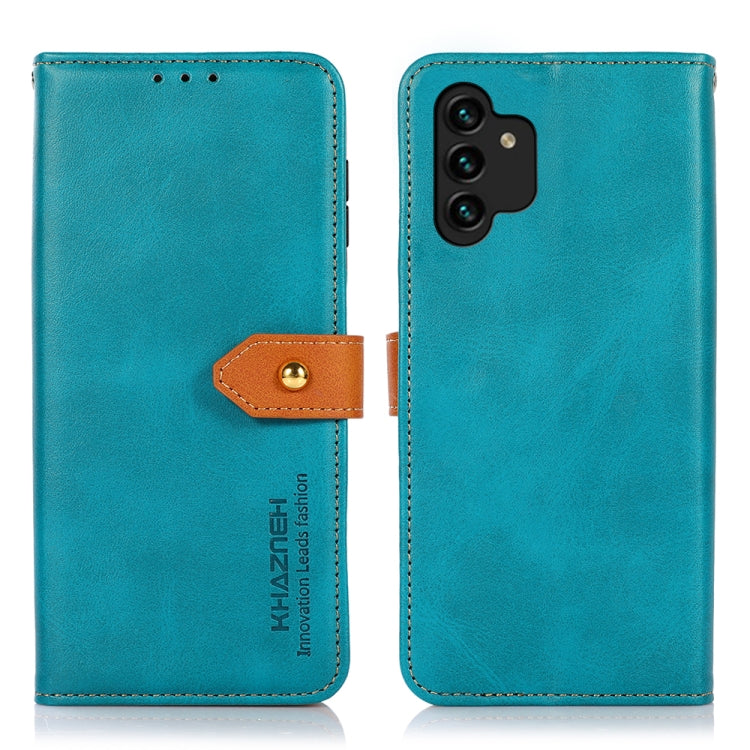 For Samsung Galaxy A13 4G KHAZNEH Dual-color Cowhide Texture Horizontal Flip Leather Phone Case