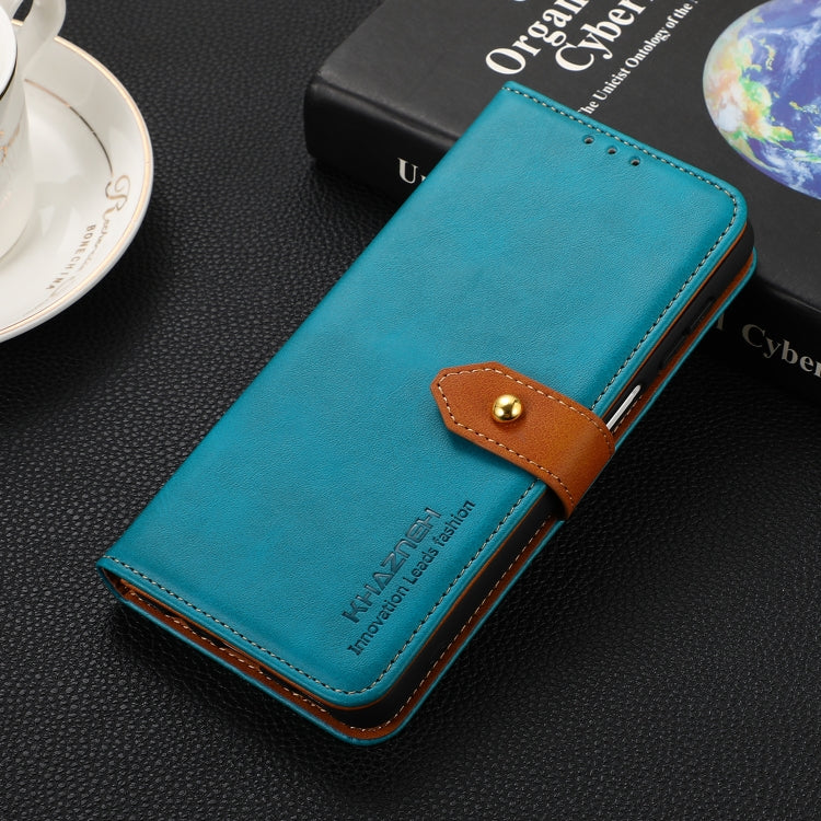 For Samsung Galaxy A13 4G KHAZNEH Dual-color Cowhide Texture Horizontal Flip Leather Phone Case