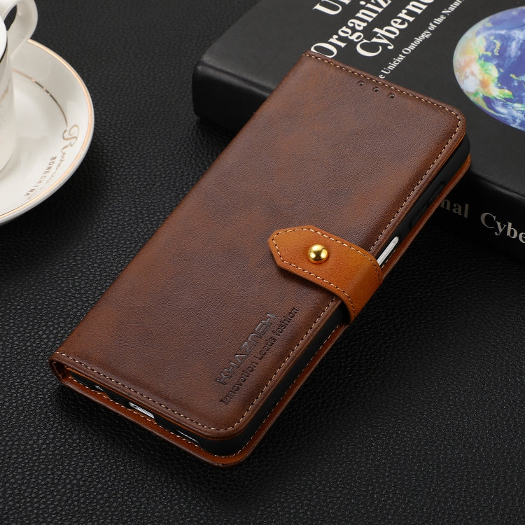 For Samsung Galaxy A13 4G KHAZNEH Dual-color Cowhide Texture Horizontal Flip Leather Phone Case