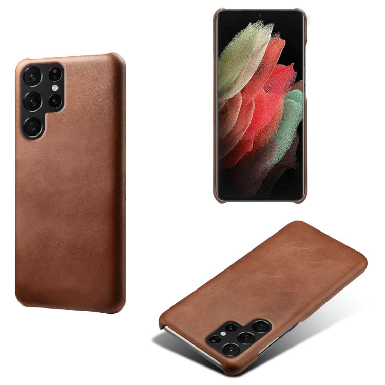 Calf Texture  PC + PU Phone Case For Samsung Galaxy S22 Ultra 5G
