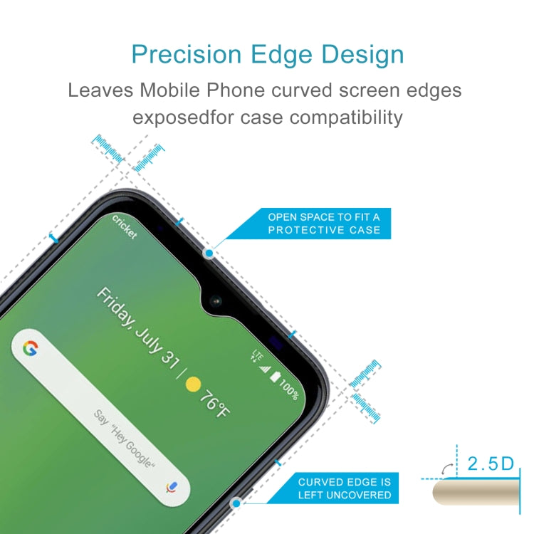 50 PCS 0.26mm 9H 2.5D Tempered Glass Film For Cricket Ovation