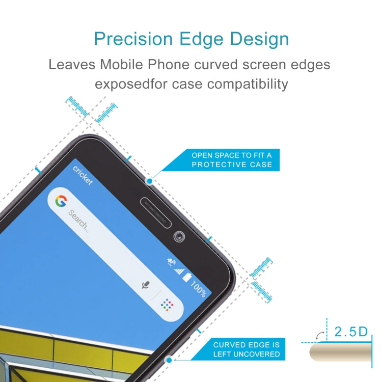 50 PCS 0.26mm 9H 2.5D Tempered Glass Film For Cricket Icon