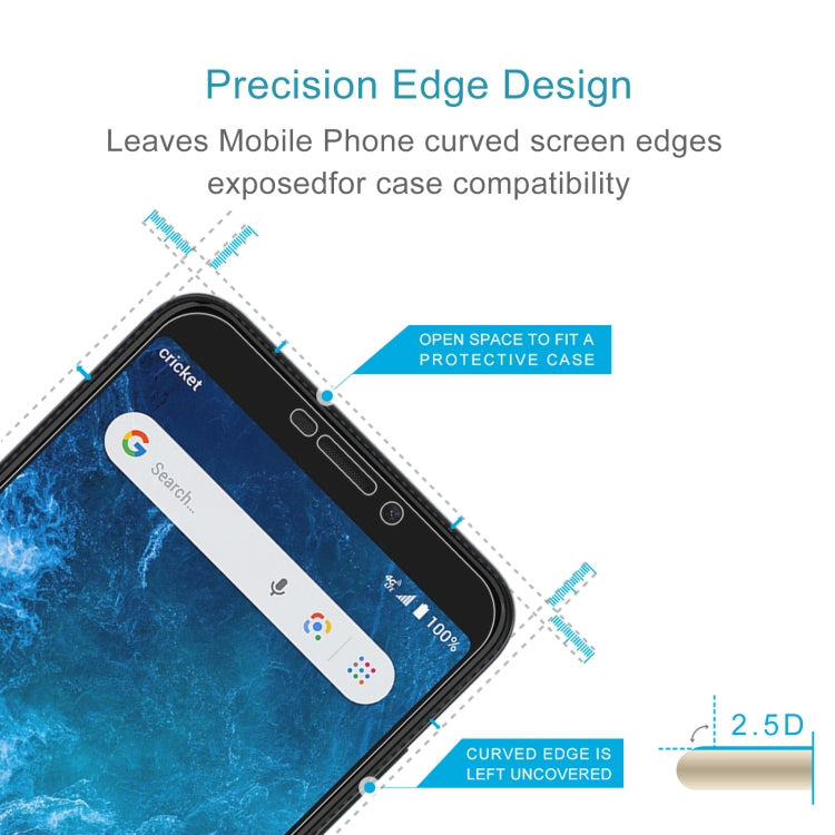 50 PCS 0.26mm 9H 2.5D Tempered Glass Film For Cricket Icon 2