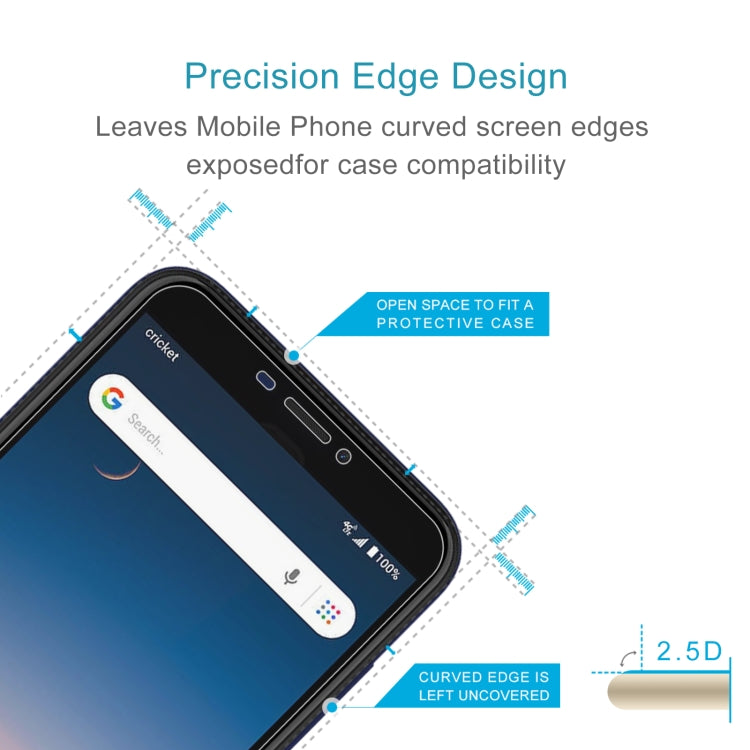 50 PCS 0.26mm 9H 2.5D Tempered Glass Film For Cricket Debut
