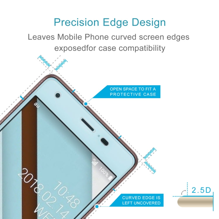 50 PCS 0.26mm 9H 2.5D Tempered Glass Film For Kyocera Qua phone QZKyv44