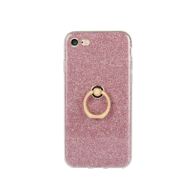 For iPhone 7 / 8 Glittery Powder Shockproof TPU Protective Case with Ring Holder