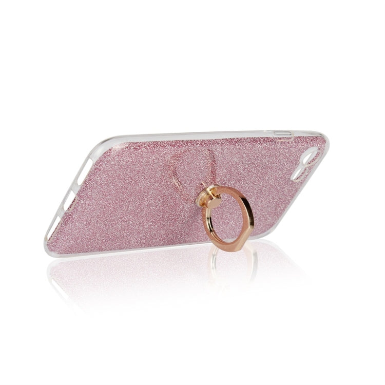 For iPhone 7 / 8 Glittery Powder Shockproof TPU Protective Case with Ring Holder